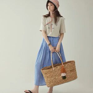 Brand New Kitajima AMUU Blue Gingham Skirt - Classic Checkered Design